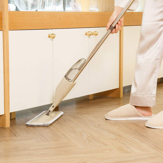 Floor Mop with Spray – Removable Washable Microfiber Cleaning Pad, Built-in Water Spray Trigger, Lightweight Flat Mop for Home, Kitchen, Office & All...