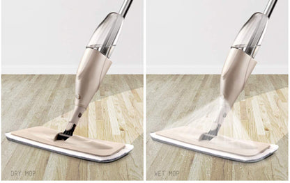 Floor Mop with Spray – Removable Washable Microfiber Cleaning Pad, Built-in Water Spray Trigger, Lightweight Flat Mop for Home, Kitchen, Office & All...